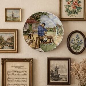 Vintage Royal Schwabap Holland Hand Decorated Dutch Shoemaker Wall Plate